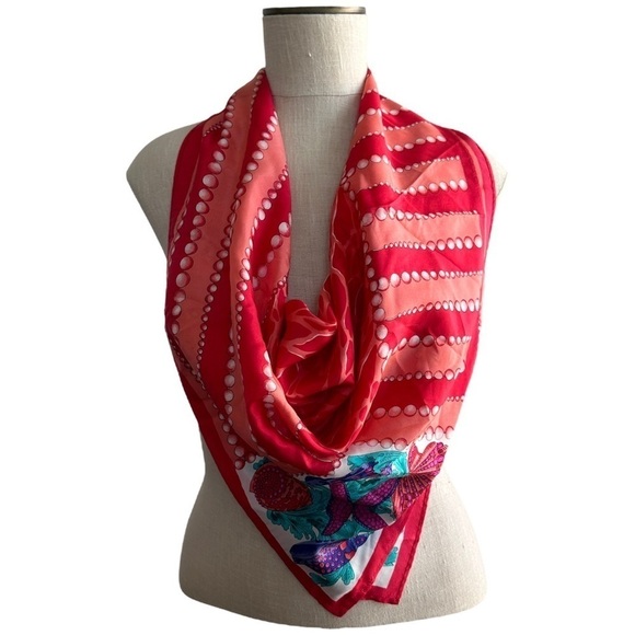 Pappagallo Mixed Print Silk Seashell Starfish Scarf - Picture 2 of 5